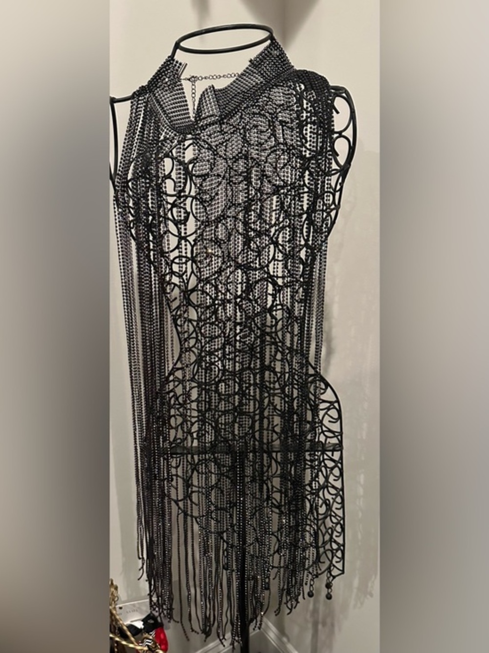 Bling Diamante Tassel Body Chain See Through Hollow Out Cover Party Fringe